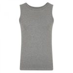 Heather grey sleeveless fitness tank top for men, suitable for bulk OEM manufacturing and private label activewear brands.