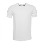 Premium plain white short-sleeve crew neck t-shirt for B2B wholesale, private label apparel, and custom screen printing.