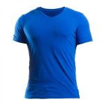 Premium royal blue short-sleeve V-neck t-shirt for B2B wholesale, private label apparel, and custom screen printing.