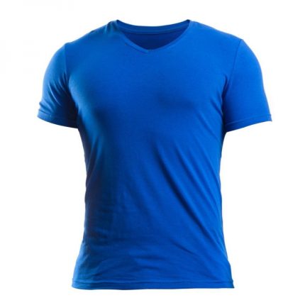 Premium royal blue short-sleeve V-neck t-shirt for B2B wholesale, private label apparel, and custom screen printing.