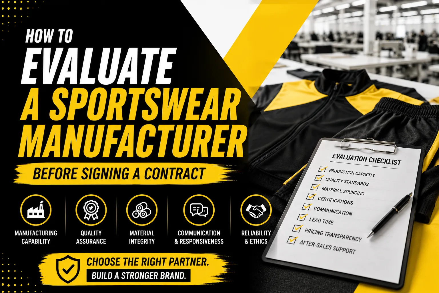A quality assurance worker meticulously checking a custom athletic garment inside a sportswear manufacturing facility, focusing on seam integrity and batch consistency.